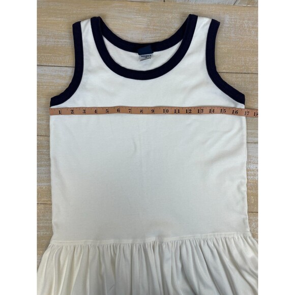 Lands' End Sleeveless Pleated Flare Tank Dress Women's Size S White & Navy - Picture 7 of 10